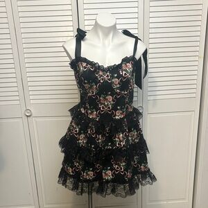 Dolls Kill Black Floral Mini Dress
